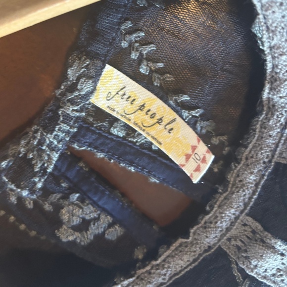 Free People Laurel Lace Mini Dress Blue Floral Sheer Overlay Size 10 - Picture 3 of 4